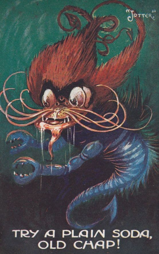 Fizzy Drinks Cream Soda Sea Urchin Antique Scary Comic Humour Postcard