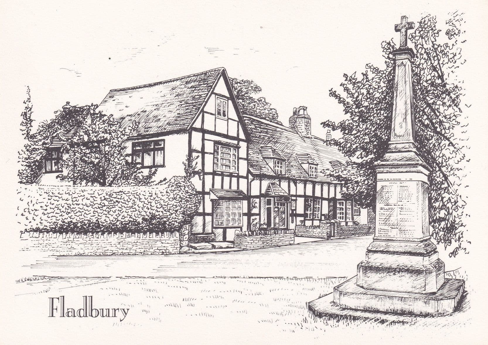 Fladbury Worcestershire Post Office Painting Postcard