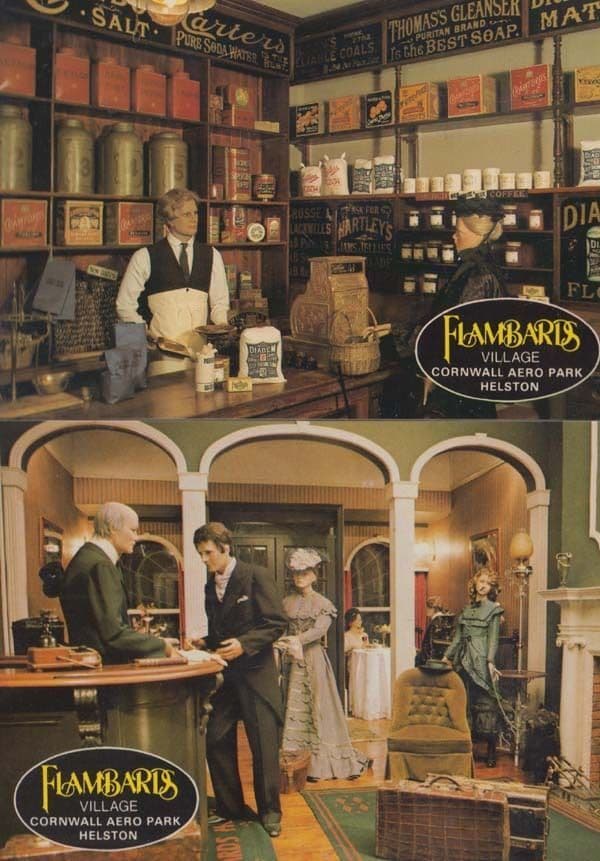Flambards Cornwall Hotel Reception Grocers Soap Shop 2x Mint Postcard s