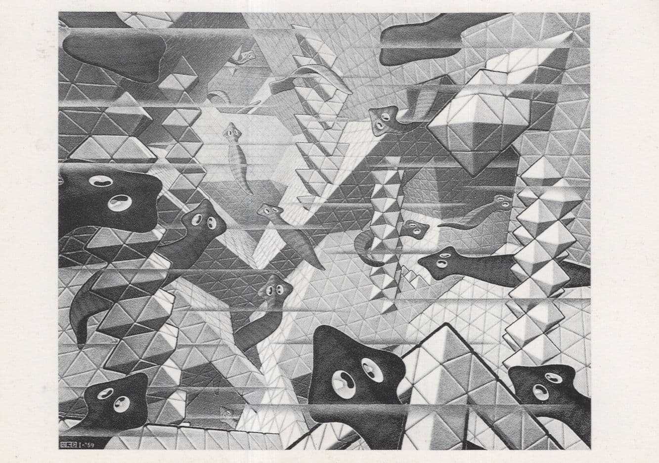 Flat Worms MC Escher Dutch Artist Painting Postcard