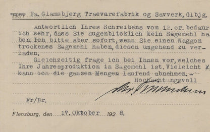 Flensburg German Coal Wood Trader Railroad to Denmark Old Postcard