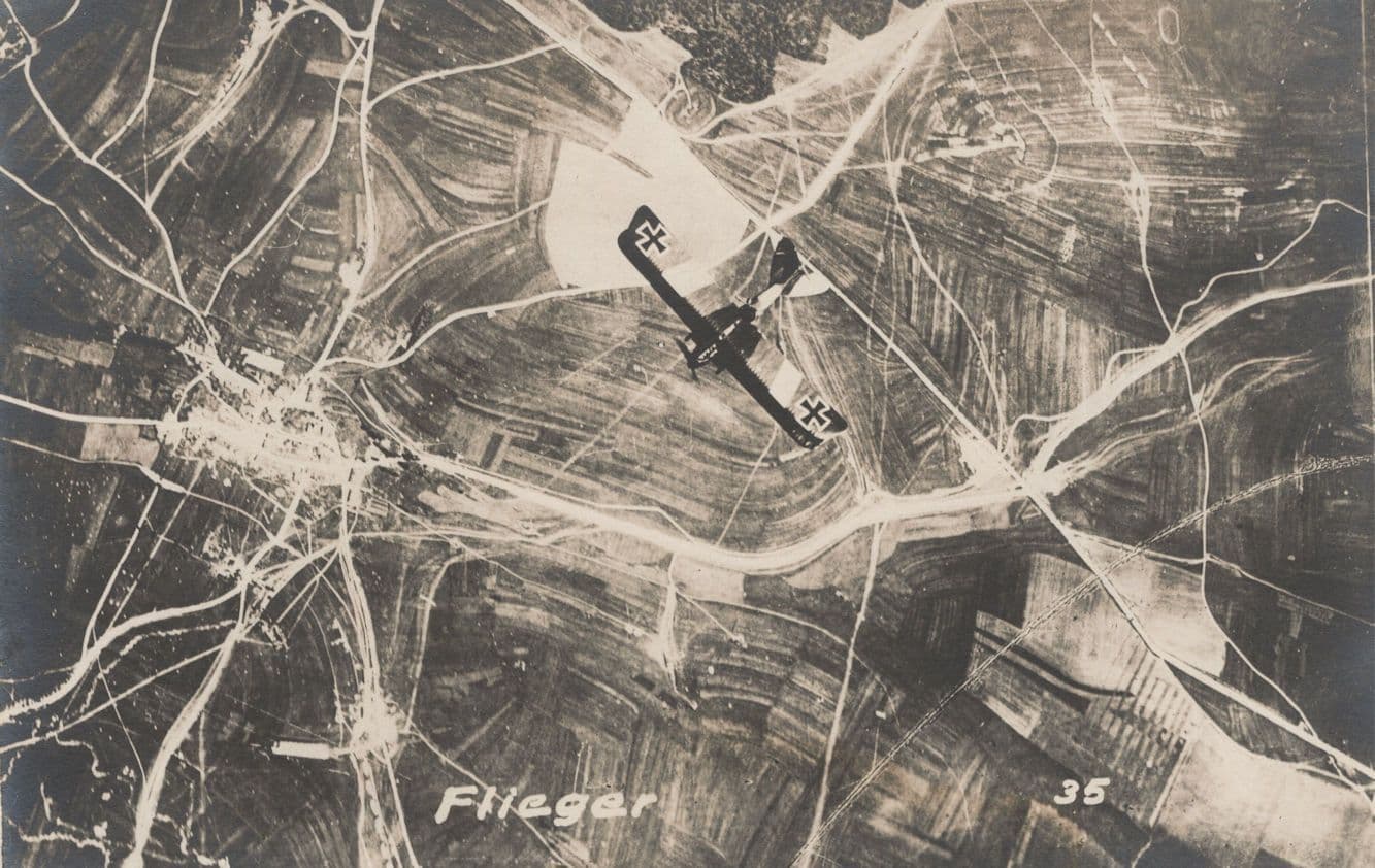 Flieger Military German WW1 Plane Bomber Raid Old Postcard