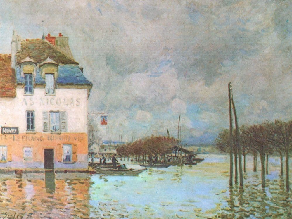 Floods At Port Marly Alfred Sisley Louvre Paris Painting Postcard