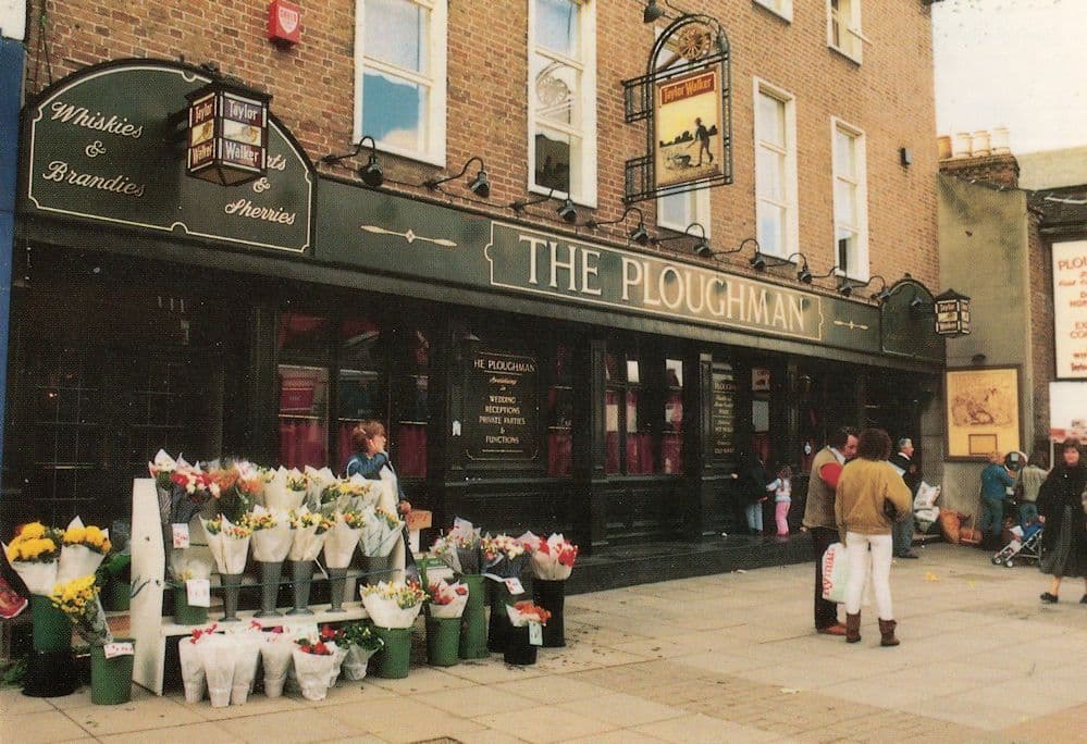 Flower Market Sellers at The Ploughman Pub Harrow London Postcard