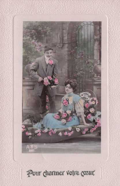 Flowers To Charm Your Heart Secret Code Love Glamour Old Romantic Postcard