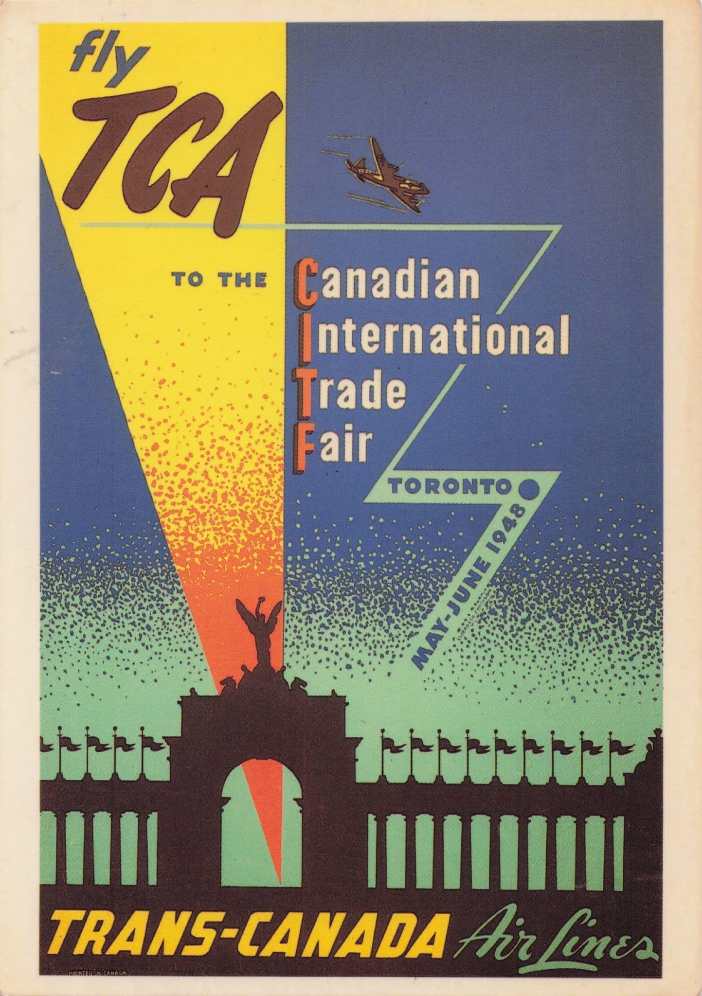 Fly TCA Canadian International Trade Fair Trans Canada Poster Postcard