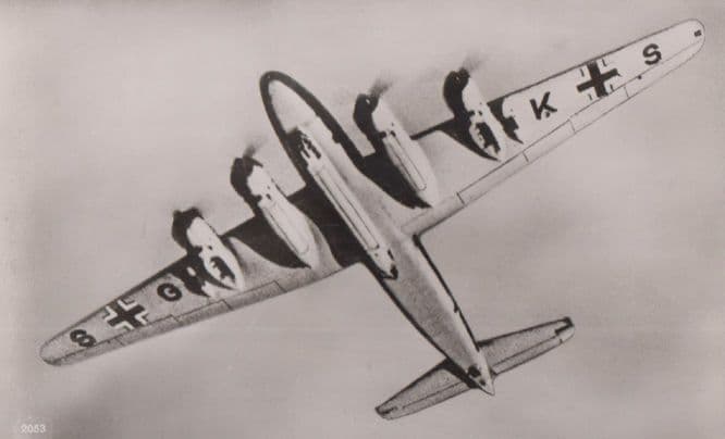 Focke Wolf FW 200 German Military WW2 War Plane Plain Back Postcard Old Photo