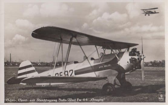 Focke Wulf FW 44 German Vintage 1936 Winter Olympics Frank Plane Postcard