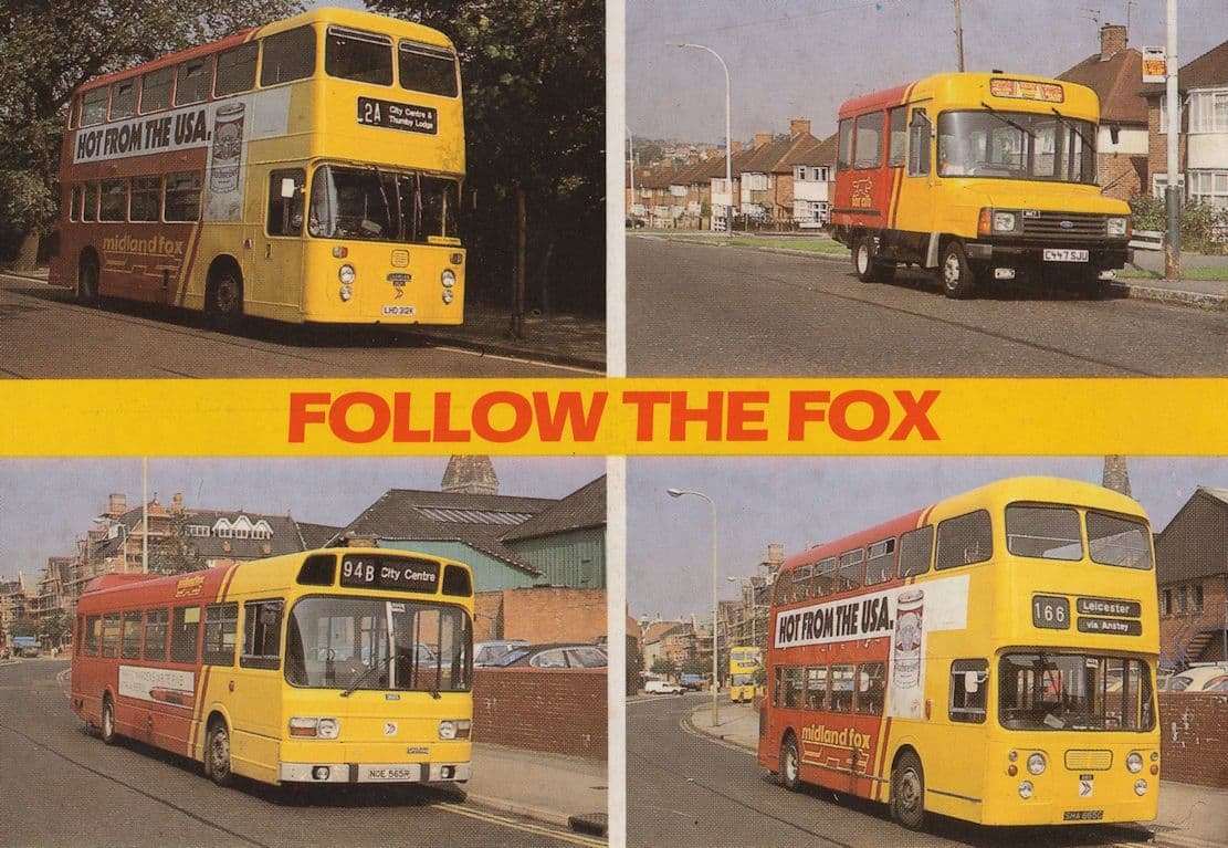 Follow The Midland Fox Bus Tram Publicity Postcard