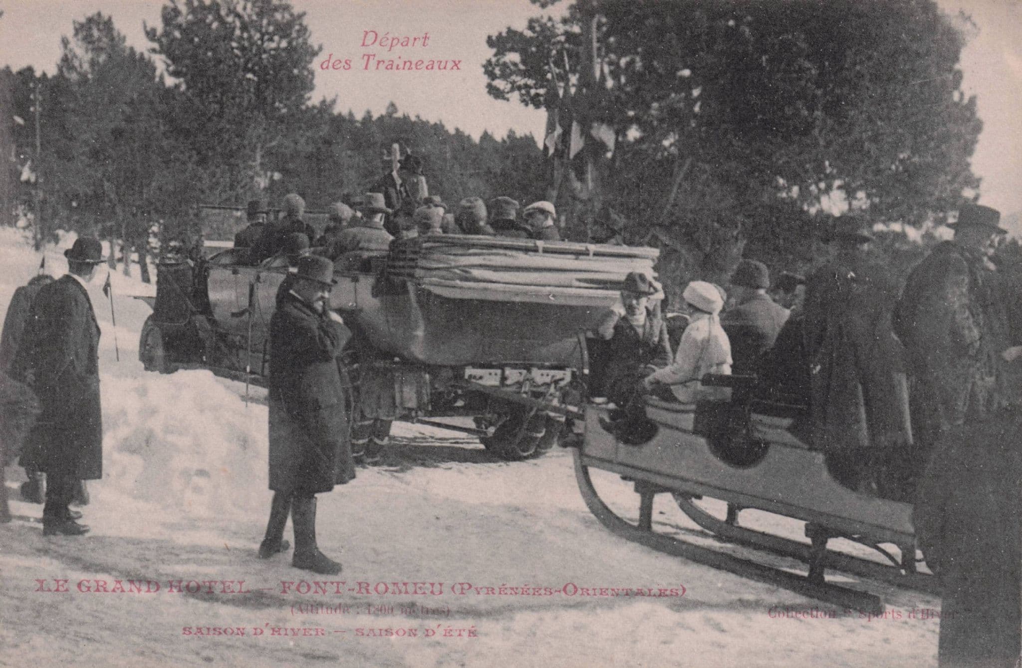 Font Romeu Sports D'Hiver Depart Traineaux Grand Hotel French Postcard