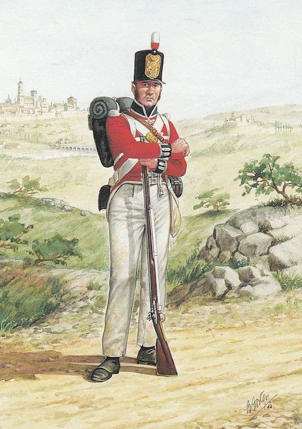 Foot 1812 Soldier Coldstream Guard Military Uniform Painting Postcard