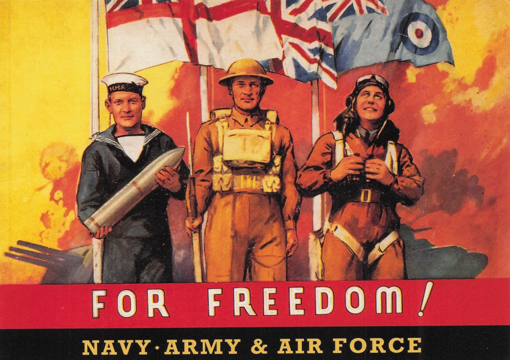 For Freedom WW2 Navy Army Air Force Military Book Advertising Postcard