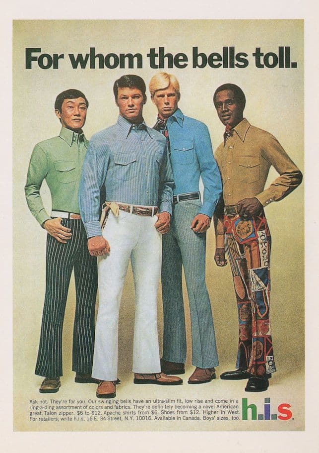 For Whom The Bells Toll 1970s Swinging Trousers Advertising Postcard