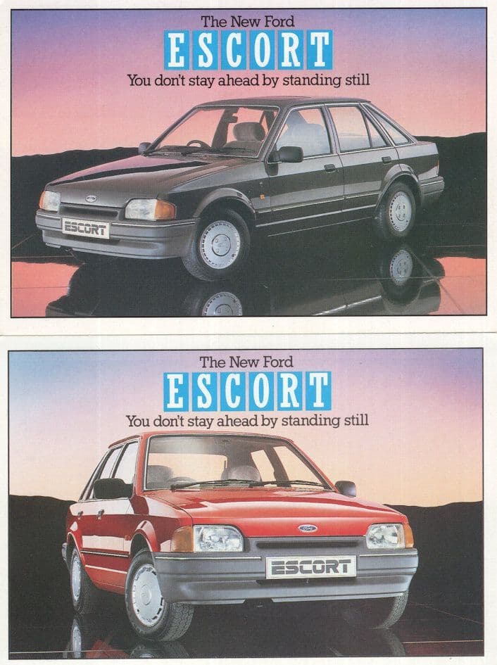 Ford Escort Ghia GL 2x Advertising Launch Postcard s