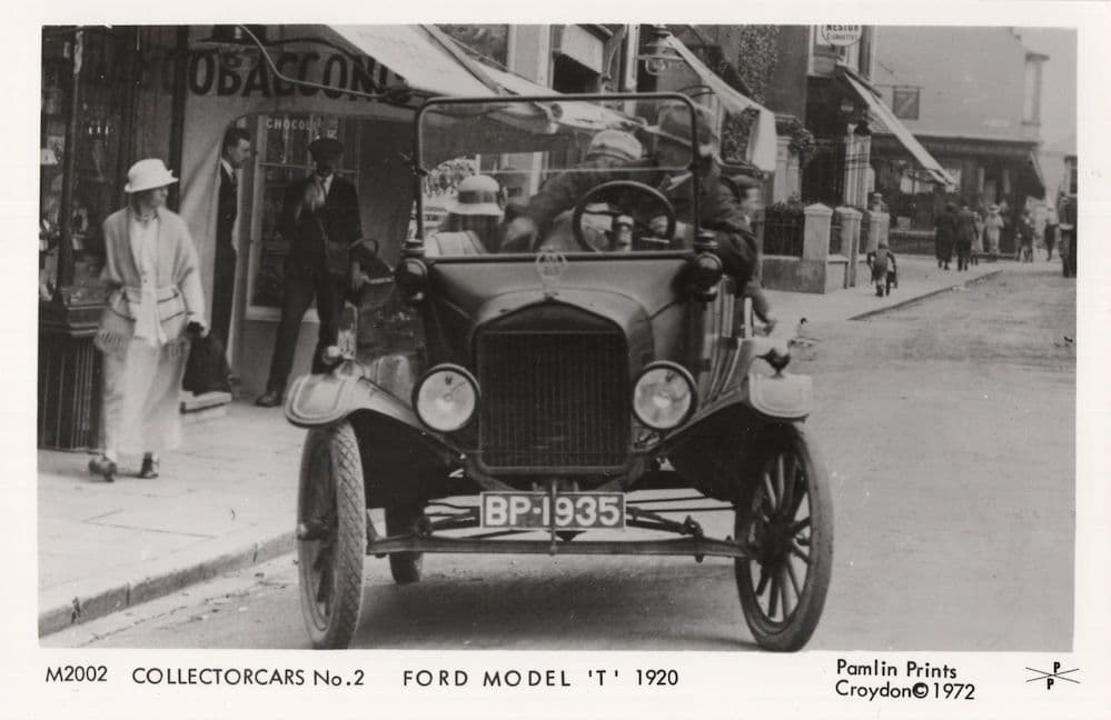 Ford Model T Car At London Tobacco Shop in 1920 RPC Postcard