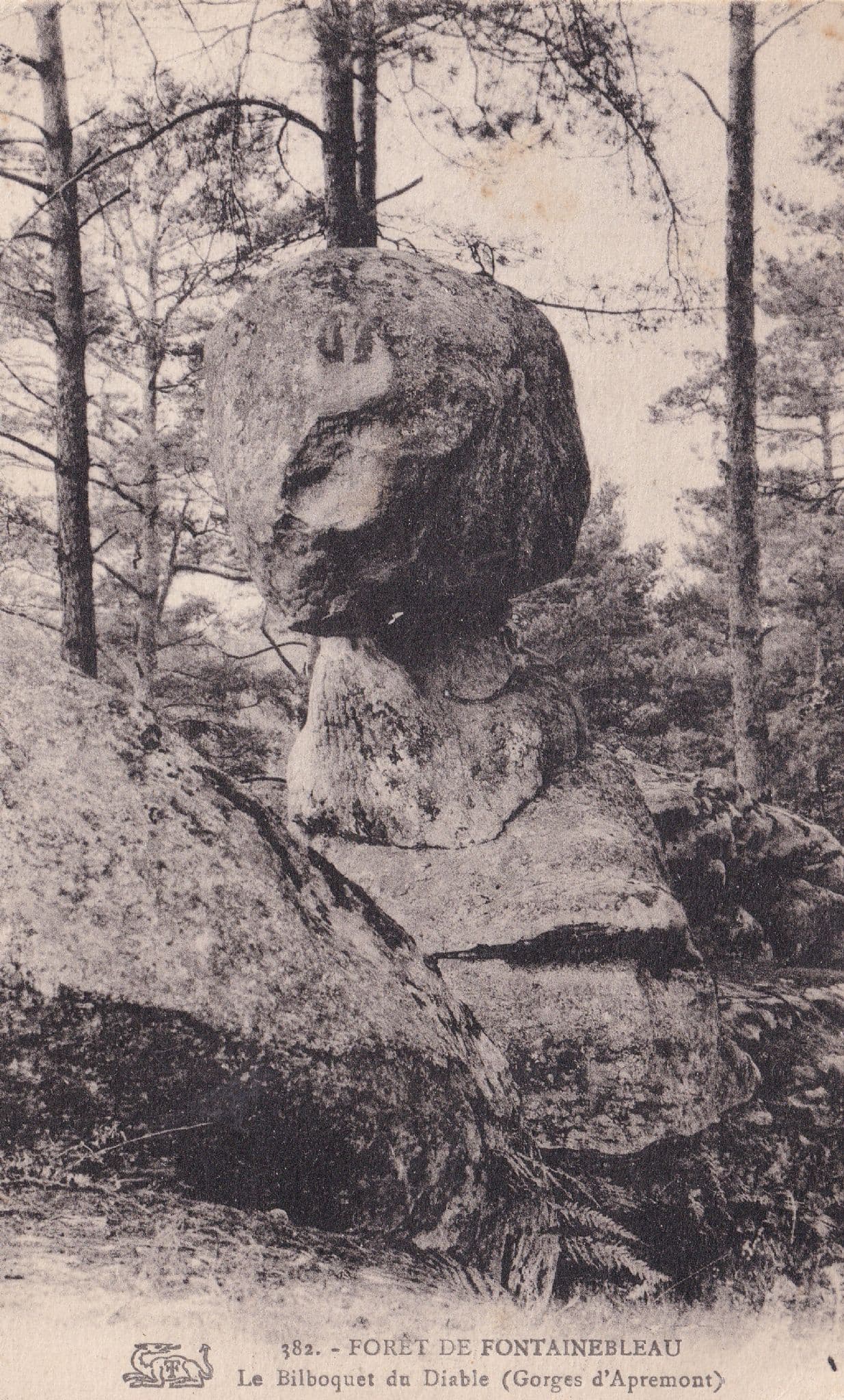 Foret De Fontainebleau Bilboquet De Diablo Devil Rock Antique French Postcard