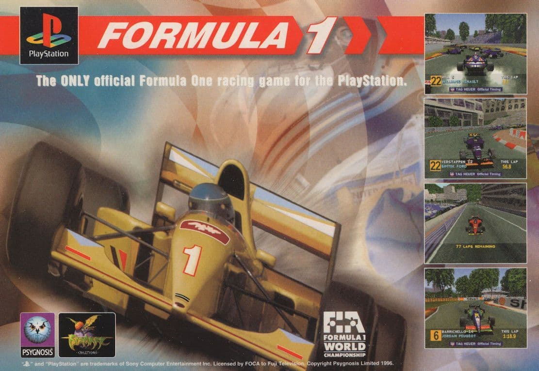 Formula 1 Grand Prix First Playstation Game Advertising Postcard