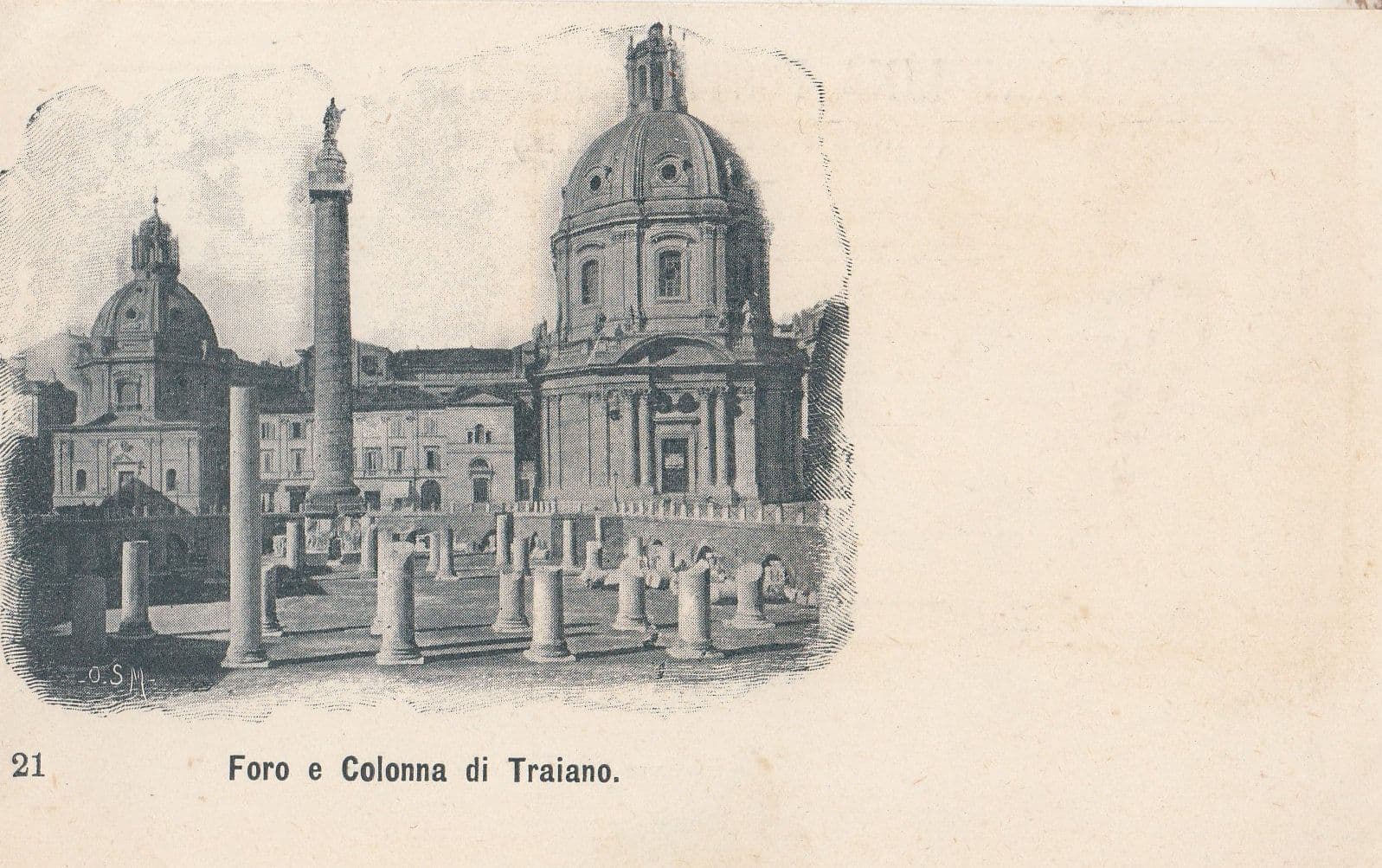 Foro E Colonna De Traiano Old Italian Postcard