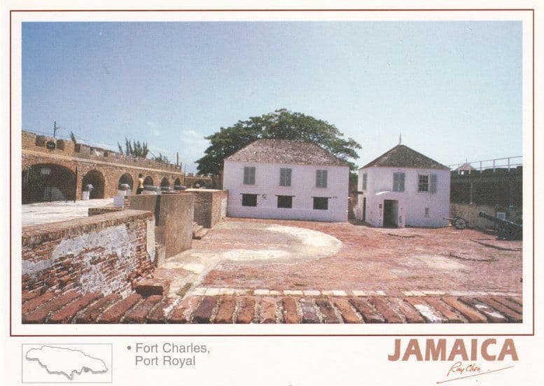 Fort Charles Port Royal Map Jamaica Earthquake History Postcard