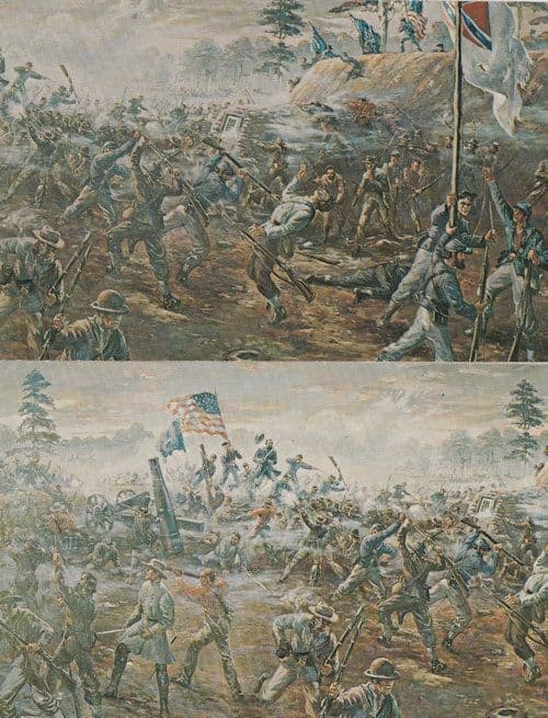 Fort Harrison USA Military Capture 2x 1960s Painting Postcard s