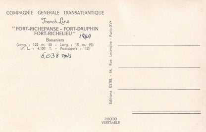 Fort Richepanse Richelieu French Line Ship RPC Postcard