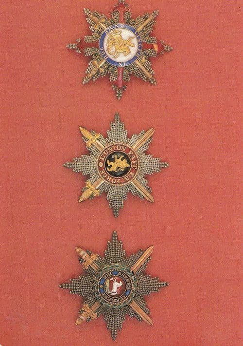 Founding Order Of Leopold Belgium Star Swords Medal Military Postcard