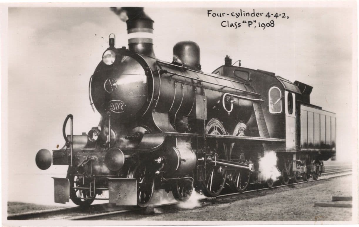 Four Cylinder 4-4-2 French Class P Train 1908 RPC Old Postcard