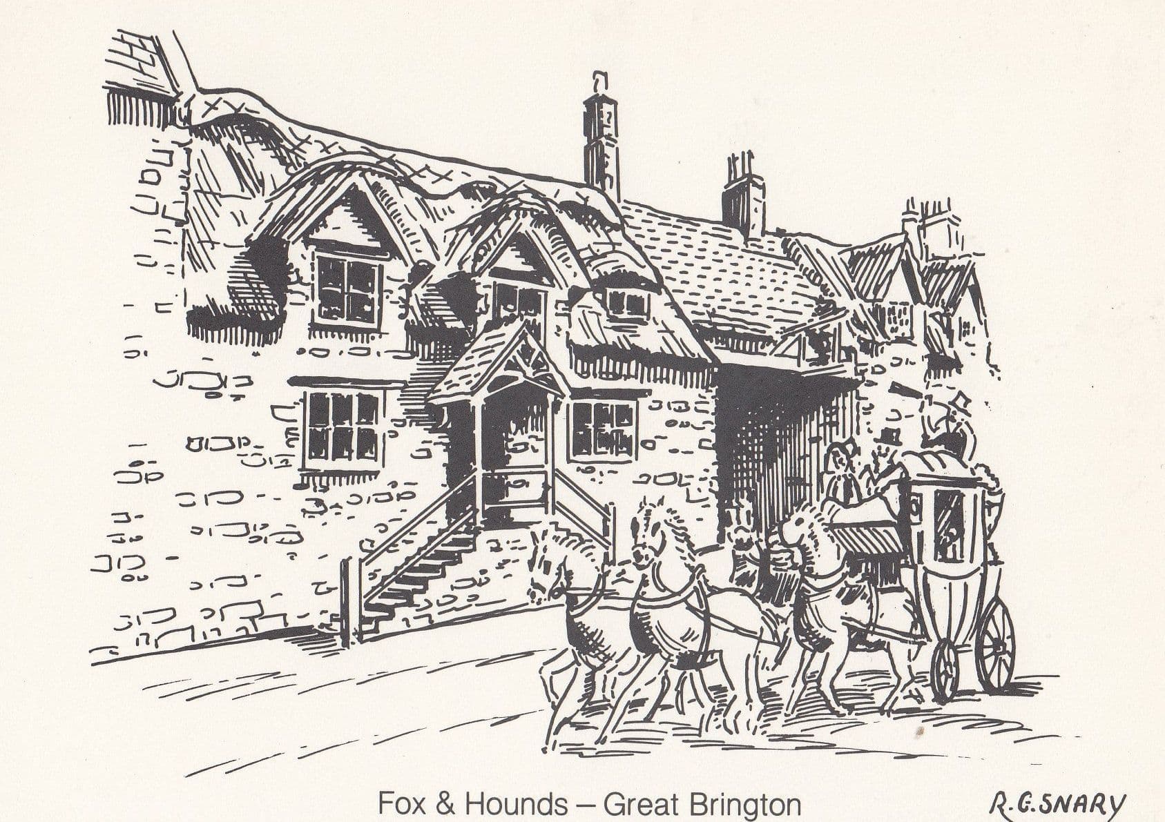 Fox & Hounds Great Brington Pub Postal Anniversary Northampton Postcard