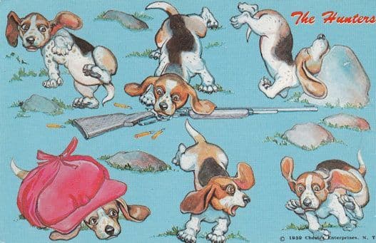 Fox Hunting 1960s Dogs Comic Postcard