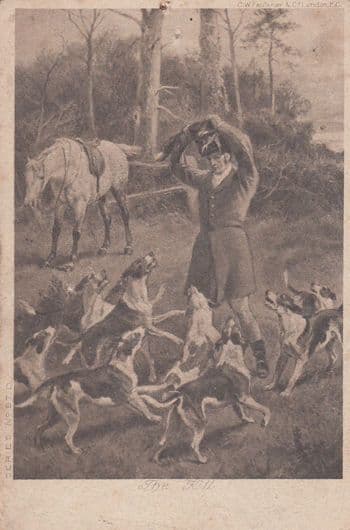 Fox Hunting Graphic Antique Pack Of Dog Dogs Hunt Blood Sports Killing Postcard