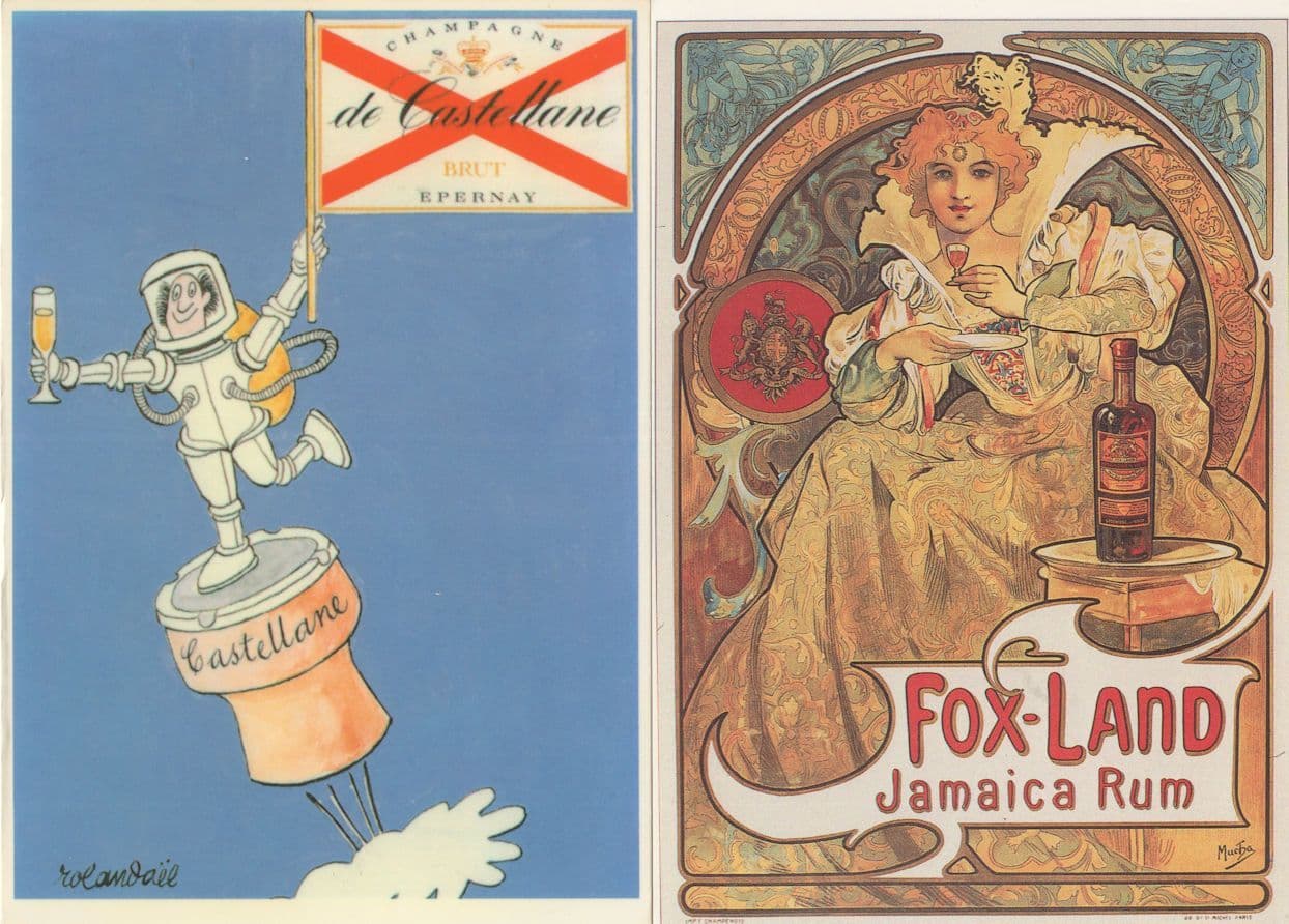 Fox Land Jamaica Rum Champagne 2x Advertising Postcard s