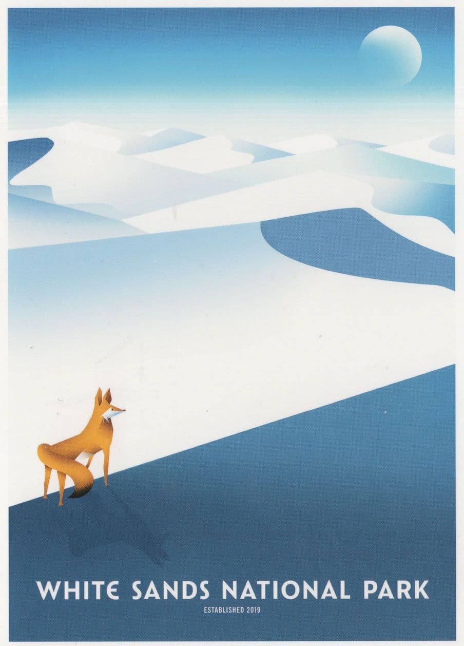 Fox On White Sands National Park USA New Mexico Painting Postcard