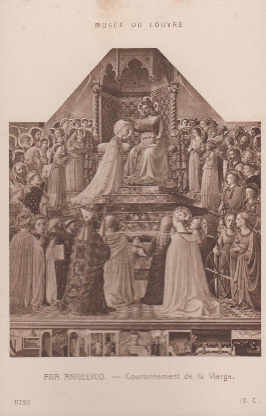 Fra Angelico Couronement De La Vierge Museum De Louvre Antique Painting Postcard