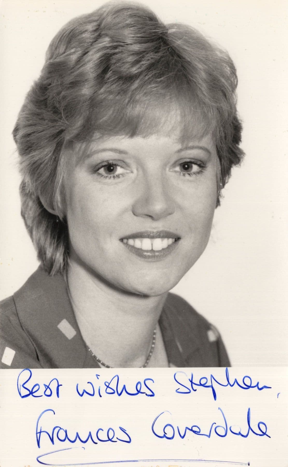 Frances Coverdale BBC News Reporter Vintage Hand Signed Photo