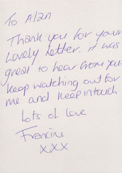 Francine Lewis Britains Got Talent Loose Women Hand Signed Photo +Reverse Letter