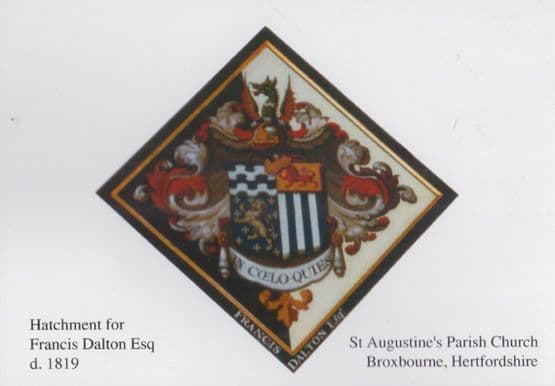 Francis Dalton Hatchment Regalia Ensignia Broxbourne Hertfordshire Postcard