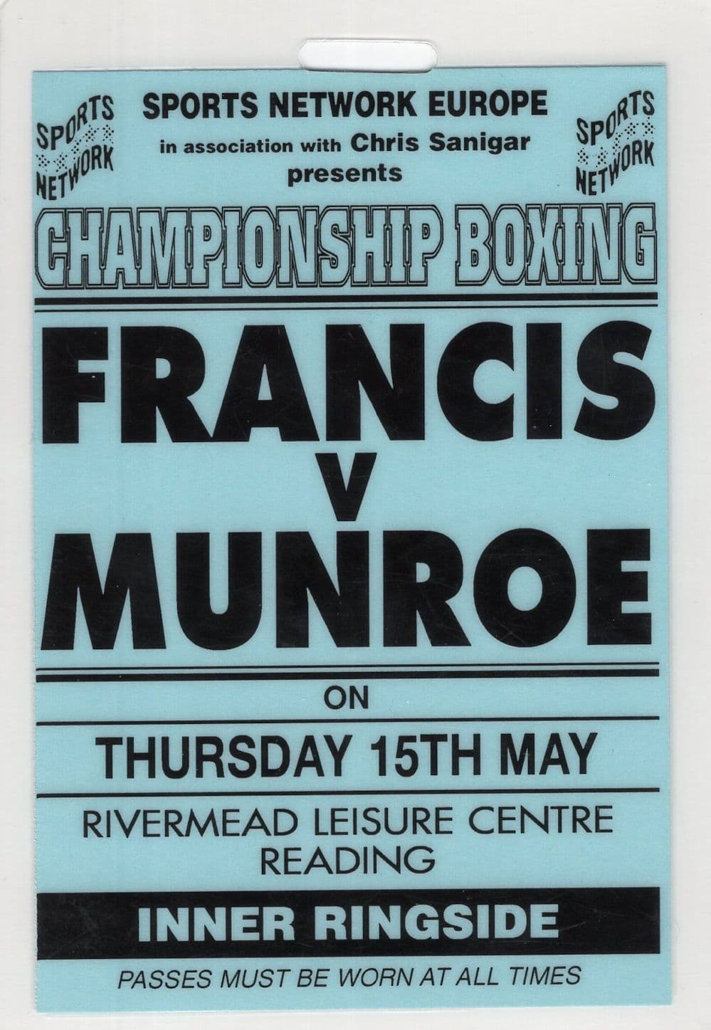 Francis Vs Munroe Reading Rivermead Leisure Centre Boxing Press Pass
