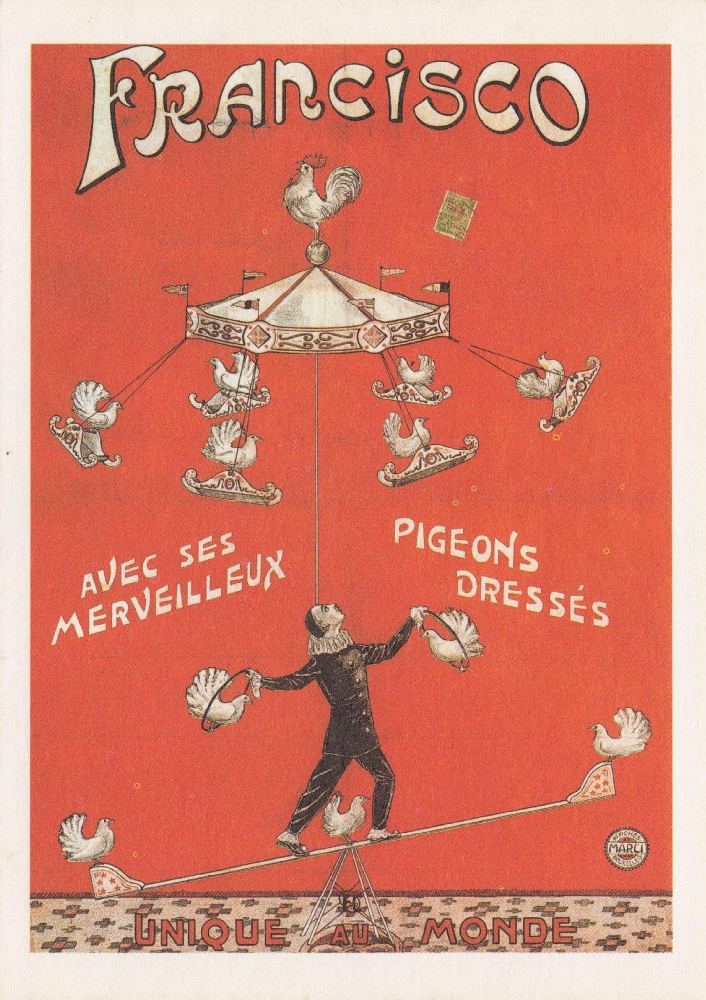 Francisco Italian WW1 Pigeon Bird Circus Old Acrobat Taubendresseur Poster Postcard