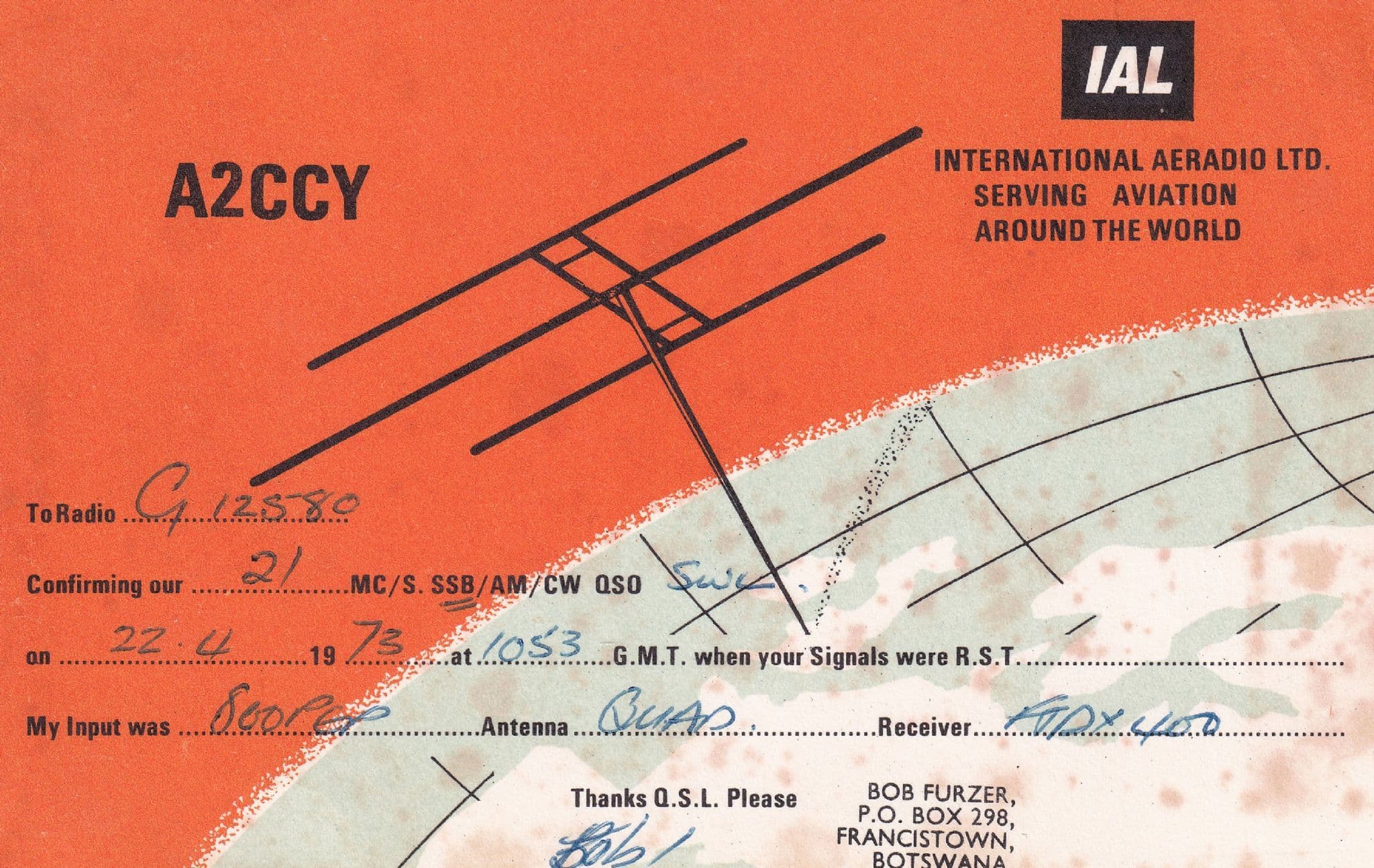 Francistown Botswana Radio Station 1970s Aerial Antenna QSL Card