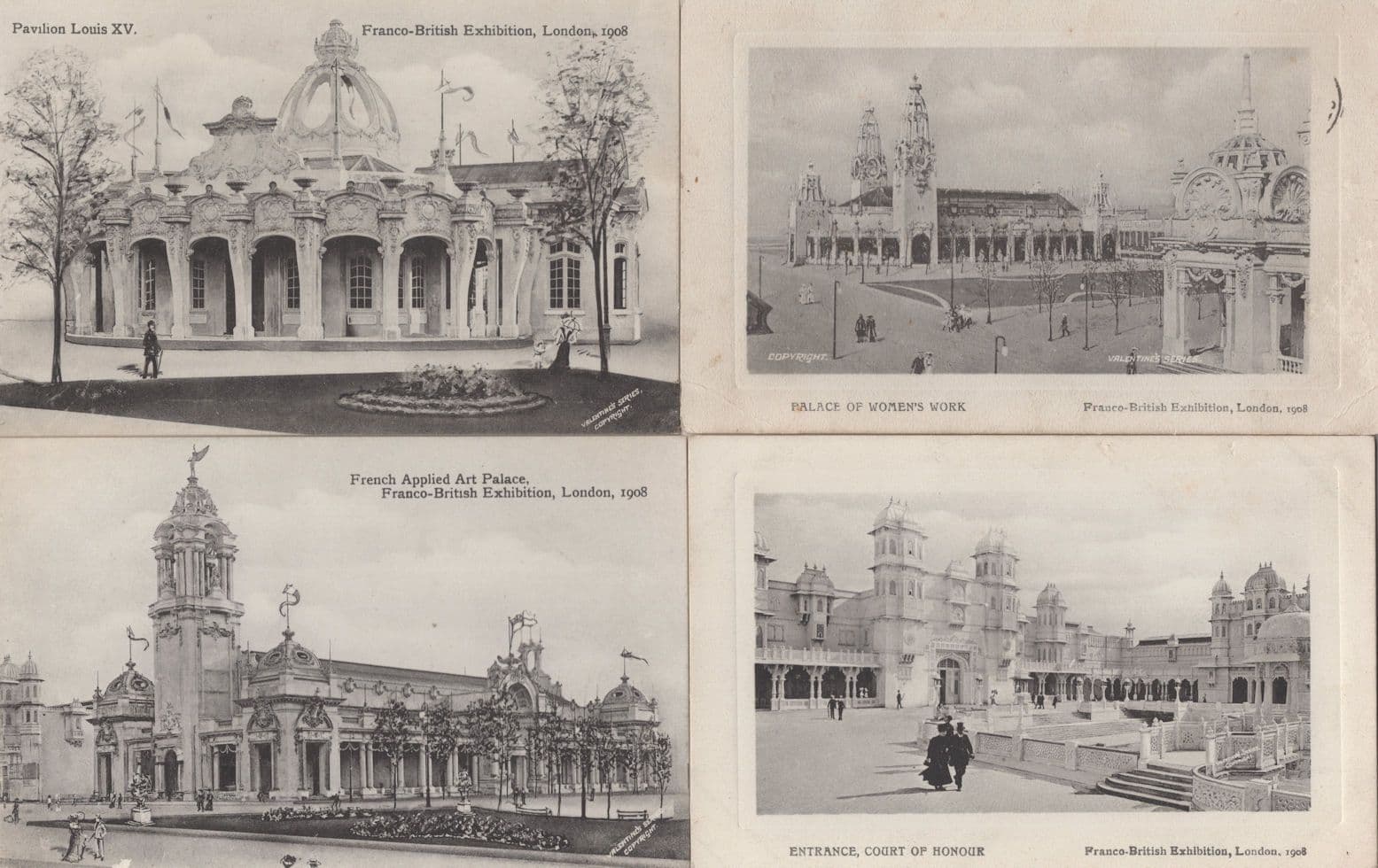 Franco British Exhibition Womens Work Louis XV 4x Old Postcard s