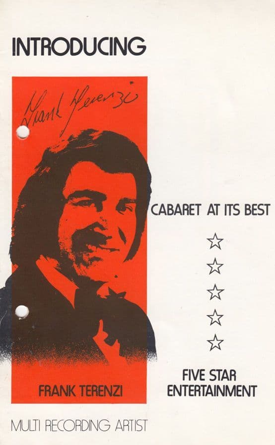 Frank Terenzi Hand Signed Cabaret Programme Sheet