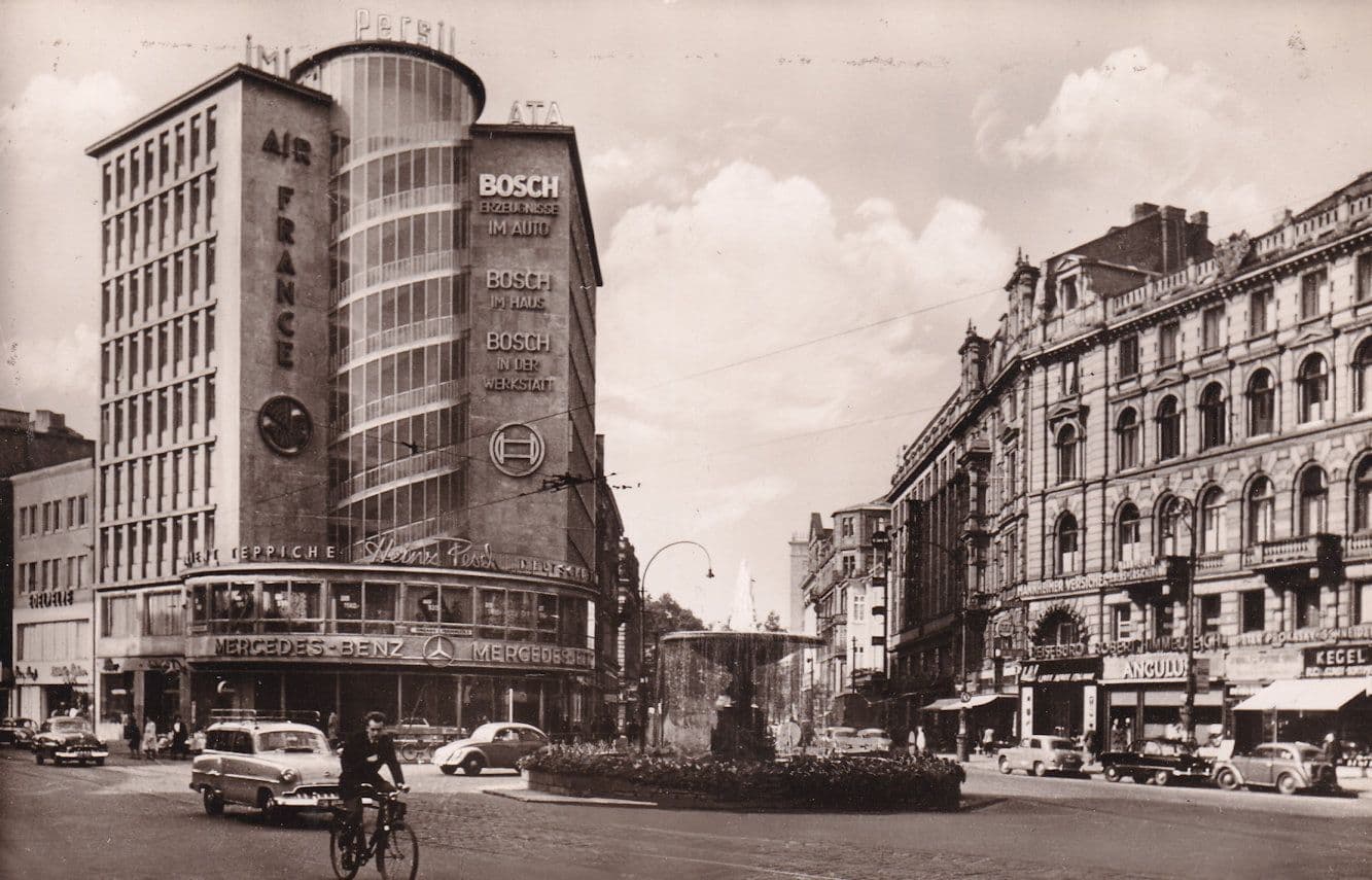 Frankfurt Bicycle  Juniorhaus Mercedes Benz Car Showroom German RPC Postcard