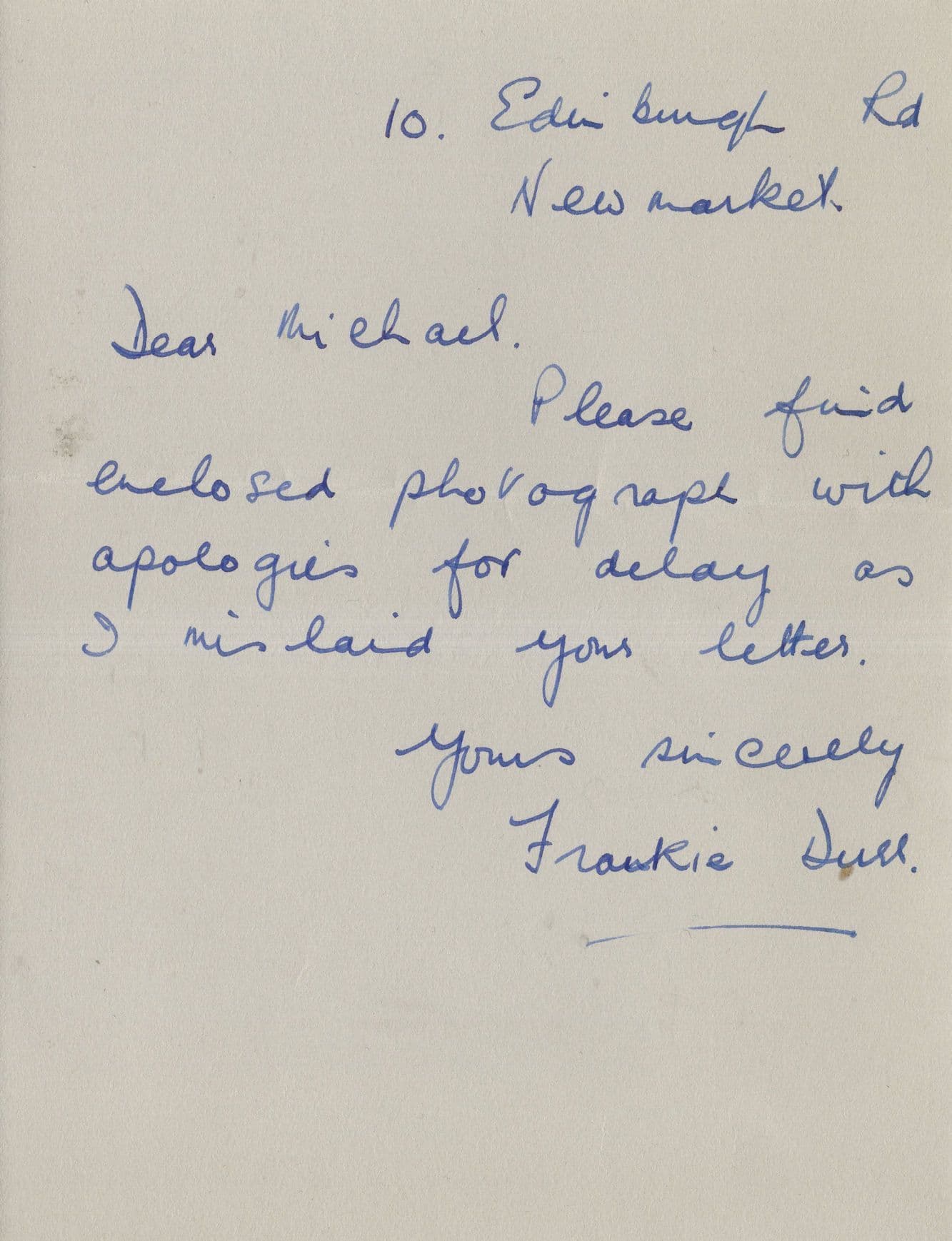 Frankie Durr Horse Racing Legend Fully Hand Signed Written Letter
