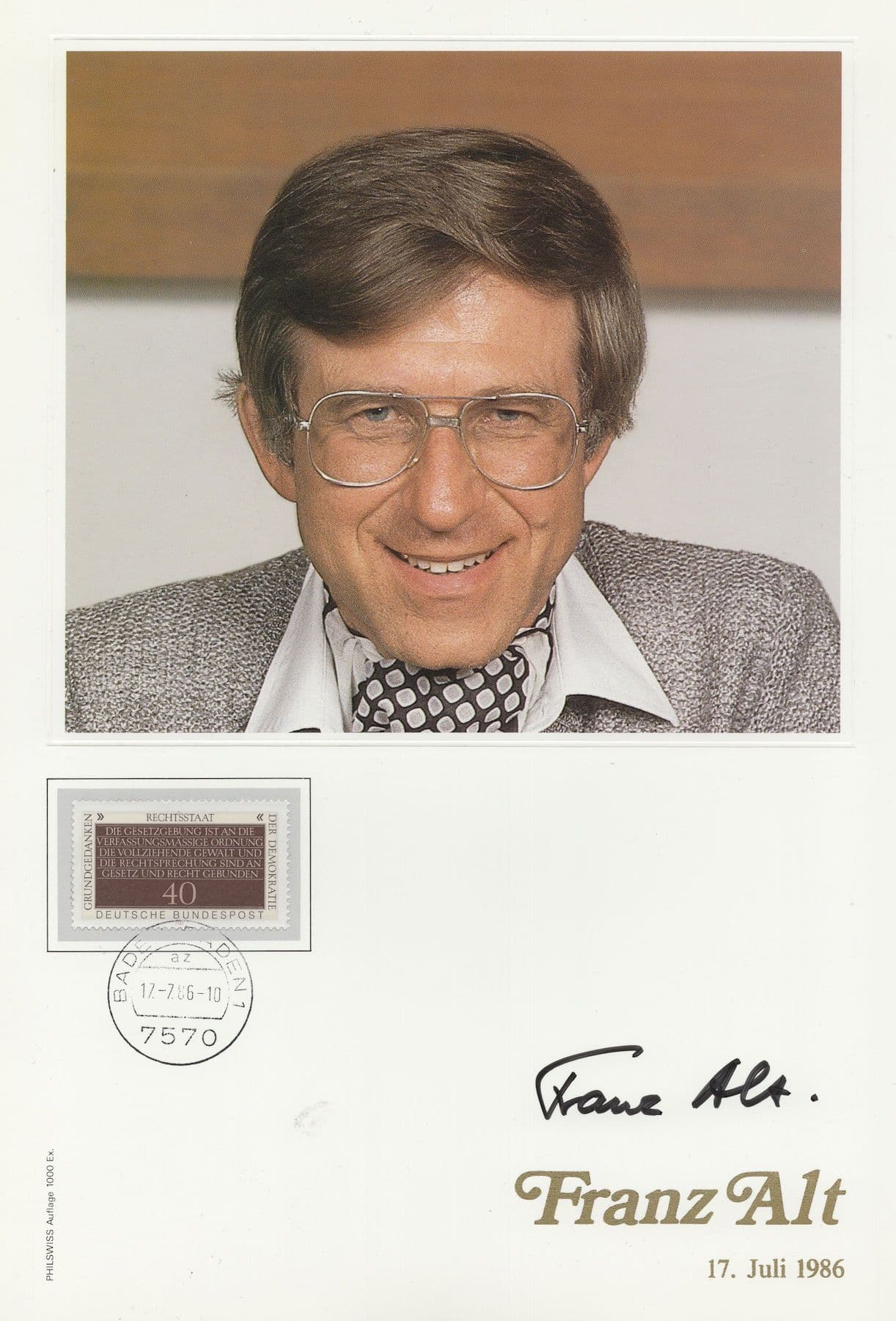 Franz Alt Austrian Mathematician Large Hand Signed Photo