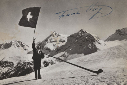 Franz Hug MULTI Olympic Games Swiss King Flag Thrower Hand Signed Photo Postcard