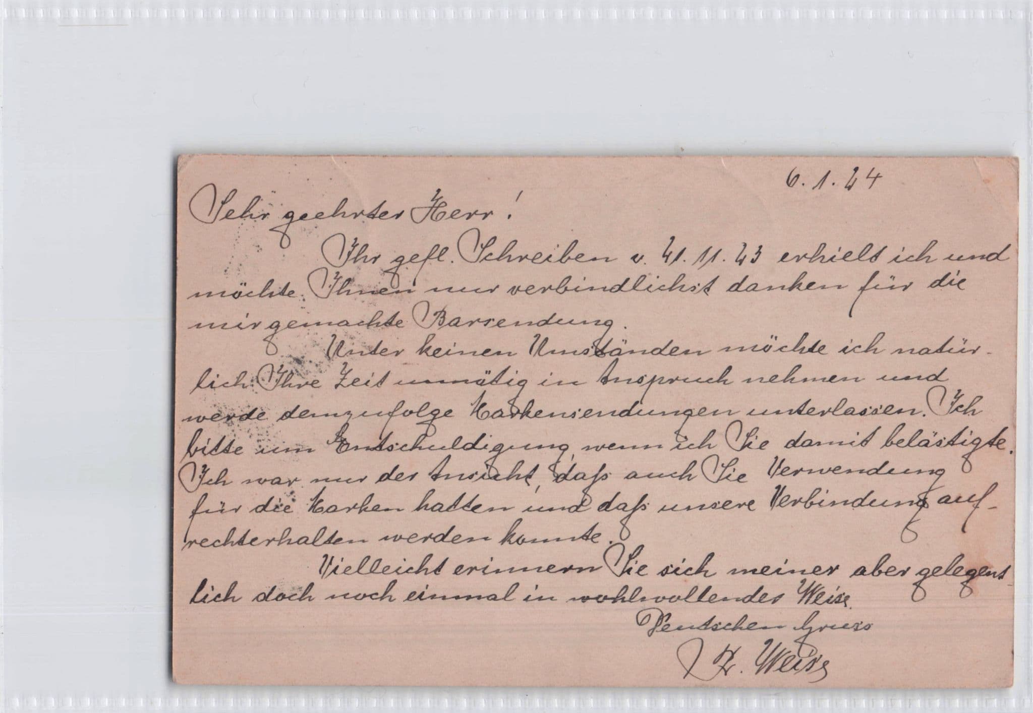 Franz Weise Freiburg Im Breisgau 1924 German Antique Postcard