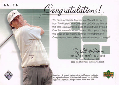 Fred Couples Course Classics Upper Deck 2002 Real Relic Golf Shirt Card