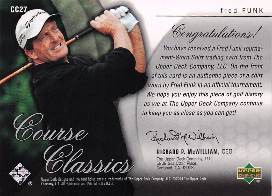 Fred Funk Course Classics 2004 Authentic Tournament Upper Deck Golf Shirt Card