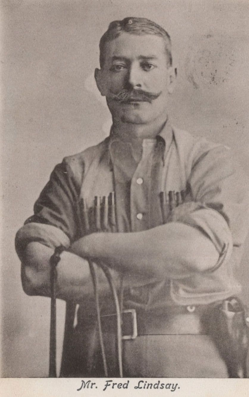 Fred Lindsay Australian Champion Whip Cracker Reverse Postcard