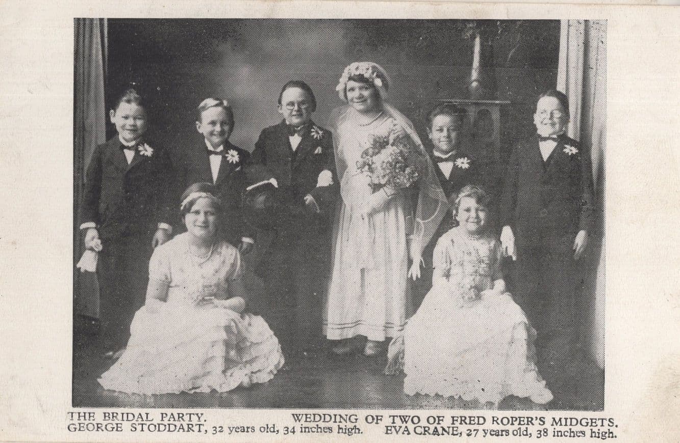 Fred Ropers Midgets Antique Wedding Party Portrait Postcard